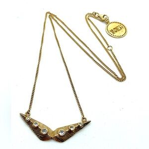 Cara Cotter 18k Gold Vermeil Sterling Silver Bezel Set CZ Chevron Leaf Necklace